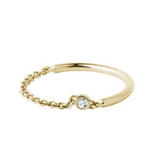 DIAMOND BEZEL CHAIN RING IN YELLOW GOLD - DIAMOND RINGS - RINGS