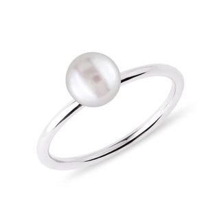 6 MM FRESHWATER PEARL RING IN WHITE GOLD - PEARL RINGS - PEARL JEWELRY