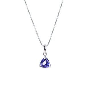 TRILLION CUT TANZANITE PENDANT IN WHITE GOLD - TANZANITE NECKLACES - NECKLACES