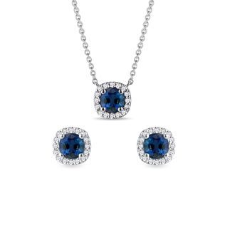 DIAMOND AND SAPPHIRE LUXURY JEWELRY SET - GEMSTONE SETS - FINE JEWELRY