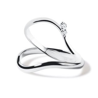 WAVE MOTIF ENGAGEMENT SET IN WHITE GOLD - ENGAGEMENT AND BRIDAL RING SETS - ENGAGEMENT RINGS