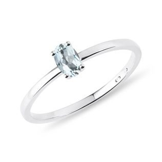 MINIMALIST AQUAMARINE STACKABLE RING IN WHITE GOLD - AQUAMARINE RINGS - RINGS