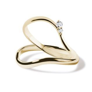 WAVE MOTIF ENGAGEMENT SET IN YELLOW GOLD - ENGAGEMENT AND BRIDAL RING SETS - ENGAGEMENT RINGS