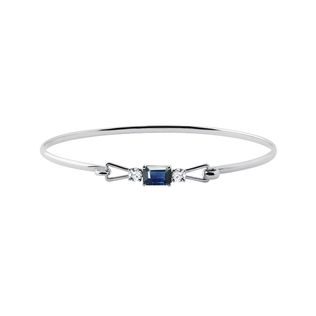LUXURY SAPPHIRE AND DIAMOND BRACELET IN WHITE GOLD - GEMSTONE BRACELETS - BRACELETS