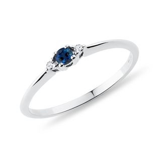 14K GOLD DIAMOND RING WITH SAPPHIRE - SAPPHIRE ENGAGEMENT RINGS - ENGAGEMENT RINGS