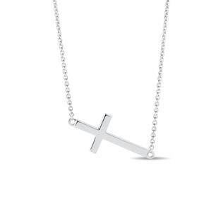 CROSS NECKLACE IN WHITE GOLD - WHITE GOLD NECKLACES - NECKLACES