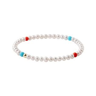PEARL BRACELET WITH TURQUOISE AND CORAL - PEARL BRACELETS - PEARL JEWELRY