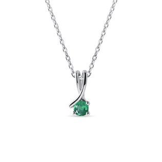 EMERALD RIBBON PENDANT IN WHITE GOLD - EMERALD NECKLACES - NECKLACES