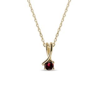 GARNET DOUBLE RIBBON GOLD NECKLACE - GARNET NECKLACES - NECKLACES