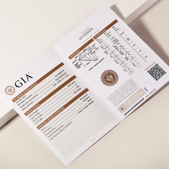 diamond certificate issued by the international laboratory GIA