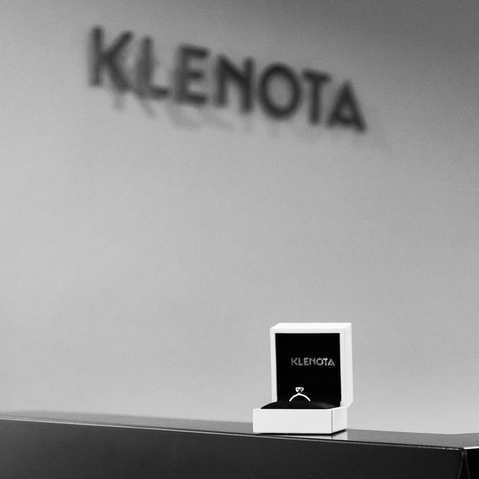 engagement ring with diamond in designer box