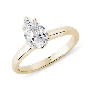 GOLD RING WITH 1,0CT LAB GROWN DIAMOND DROP - RINGS WITH LAB-GROWN DIAMONDS - ENGAGEMENT RINGS