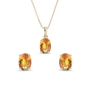 14K YELLOW GOLD CITRINE JEWELRY SET - GEMSTONE SETS - FINE JEWELRY