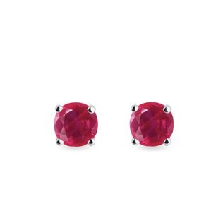 RUBY ​​STUD EARRINGS IN WHITE GOLD - RUBY EARRINGS - EARRINGS