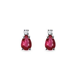 DROP EARRINGS WITH DIAMONDS AND RUBIES - RUBY EARRINGS - EARRINGS