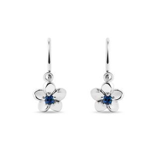 CHILDREN'S SAPPHIRE FLOWER EARRINGS IN WHITE GOLD - CHILDREN'S EARRINGS - EARRINGS