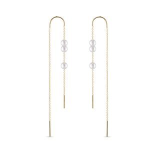 PEARL BAR THREADER GOLD EARRINGS - PEARL EARRINGS - PEARL JEWELRY