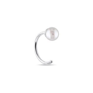 WHITE GOLD PEARL SINGLE EARRING - PEARL EARRINGS - PEARL JEWELRY