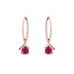 RUBY RIBBON EARRINGS IN ROSE GOLD - RUBY EARRINGS - EARRINGS