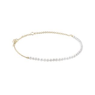 FRESHWATER PEARL BRACELET IN YELLOW GOLD - PEARL BRACELETS - PEARL JEWELRY