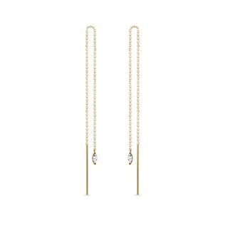 GOLD CHAIN THREADER EARRINGS WITH MARQUISE DIAMONDS - DIAMOND EARRINGS - EARRINGS