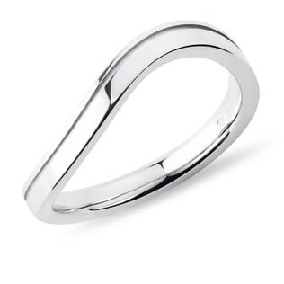 MEN'S WAVE WEDDING BAND WITH A GROOVE IN WHITE GOLD - RINGS FOR HIM - WEDDING RINGS