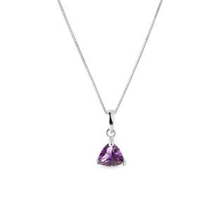 TRILLION CUT AMETHYST WHITE GOLD NECKLACE - AMETHYST NECKLACES - NECKLACES