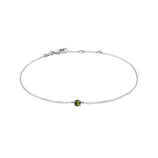 MOLDAVITE BRACELET IN WHITE GOLD - GEMSTONE BRACELETS - BRACELETS