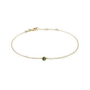 MOLDAVITE BRACELET IN 14K YELLOW GOLD - GEMSTONE BRACELETS - BRACELETS