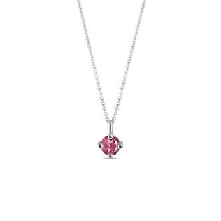 PENDANT OF WHITE GOLD WITH PINK TOURMALINE - TOURMALINE NECKLACES - NECKLACES