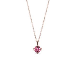PENDANT WITH PINK TOURMALINE IN 14K ROSE GOLD - TOURMALINE NECKLACES - NECKLACES