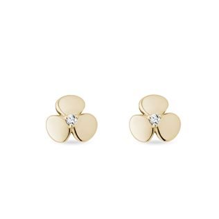 PETITE SHAMROCK EARRINGS IN YELLOW GOLD - DIAMOND EARRINGS - EARRINGS