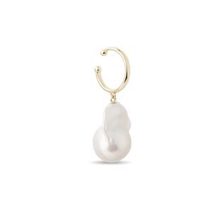 BAROQUE PEARL SINGLE CUFF EARRING IN YELLOW GOLD - PEARL EARRINGS - PEARL JEWELRY