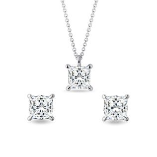 WHITE GOLD NECKLACE AND EARRING SET WITH LAB GROWN DIAMONDS - JEWELRY SETS - FINE JEWELRY