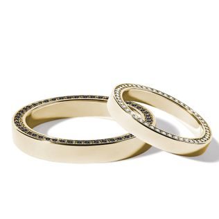 STYLISH DIAMOND WEDDING RING SET IN YELLOW GOLD - YELLOW GOLD WEDDING SETS - WEDDING RINGS