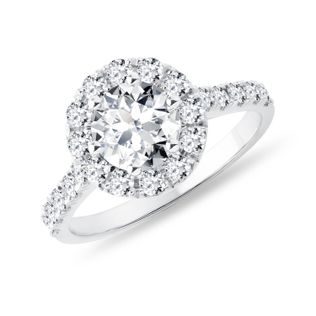 DIAMOND HALO RING IN 14K WHITE GOLD - RINGS WITH LAB-GROWN DIAMONDS - ENGAGEMENT RINGS