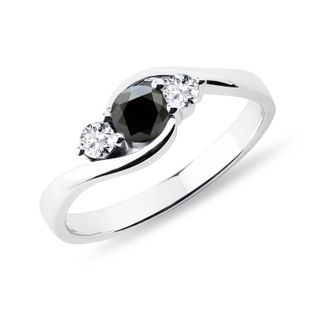 FANCY 14K WHITE GOLD WITH BLACK DIAMOND - FANCY DIAMOND ENGAGEMENT RINGS - ENGAGEMENT RINGS