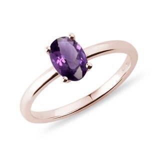 OVAL AMETHYST ROSE GOLD RING - AMETHYST RINGS - RINGS