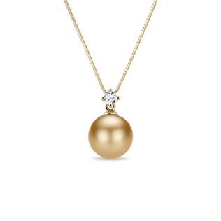 SOUTH SEA PEARL AND DIAMOND GOLD NECKLACE - PEARL PENDANTS - PEARL JEWELRY