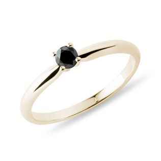 BLACK DIAMOND ENGAGEMENT RING IN YELLOW GOLD - FANCY DIAMOND ENGAGEMENT RINGS - ENGAGEMENT RINGS