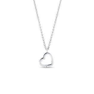 HEART-SHAPED DIAMOND PENDANT NECKLACE IN WHITE GOLD - DIAMOND NECKLACES - NECKLACES
