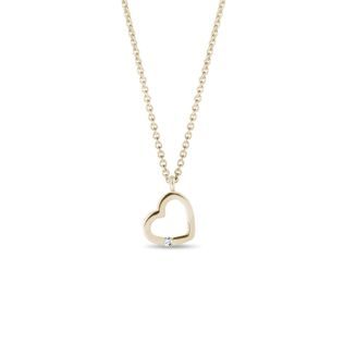 DIAMOND HEART PENDANT IN YELLOW GOLD - DIAMOND NECKLACES - NECKLACES