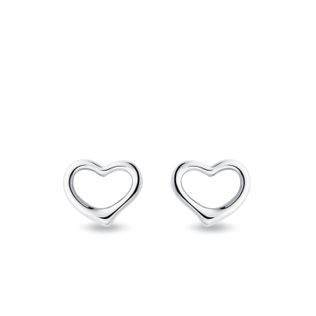EARRINGS WITH HEARTS IN WHITE GOLD - WHITE GOLD EARRINGS - EARRINGS