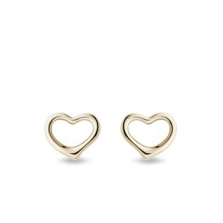 HEART EARRING STUDS IN YELLOW GOLD - YELLOW GOLD EARRINGS - EARRINGS