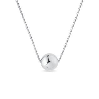 GOLD BALL PENDANT ON WHITE GOLD VENETIAN CHAIN - WHITE GOLD NECKLACES - NECKLACES