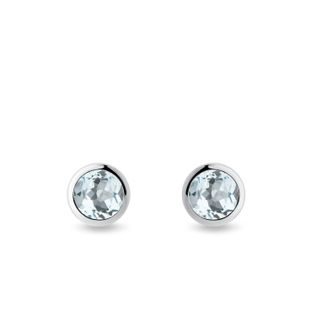STUD EARRINGS WITH AQUAMARINE IN WHITE GOLD - AQUAMARINE EARRINGS - EARRINGS
