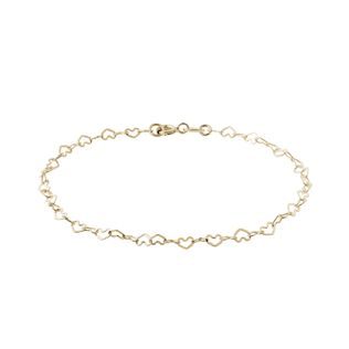 HEART LINK GOLD BRACELET - YELLOW GOLD BRACELETS - BRACELETS