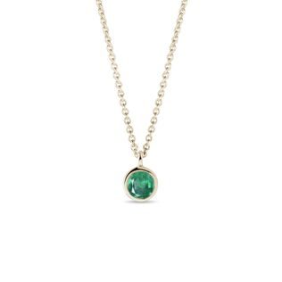 BEZEL EMERALD NECKLACE IN YELLOW GOLD - EMERALD NECKLACES - NECKLACES