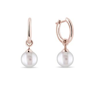 PEARL HOOP EARRINGS IN ROSE GOLD - PEARL EARRINGS - PEARL JEWELRY