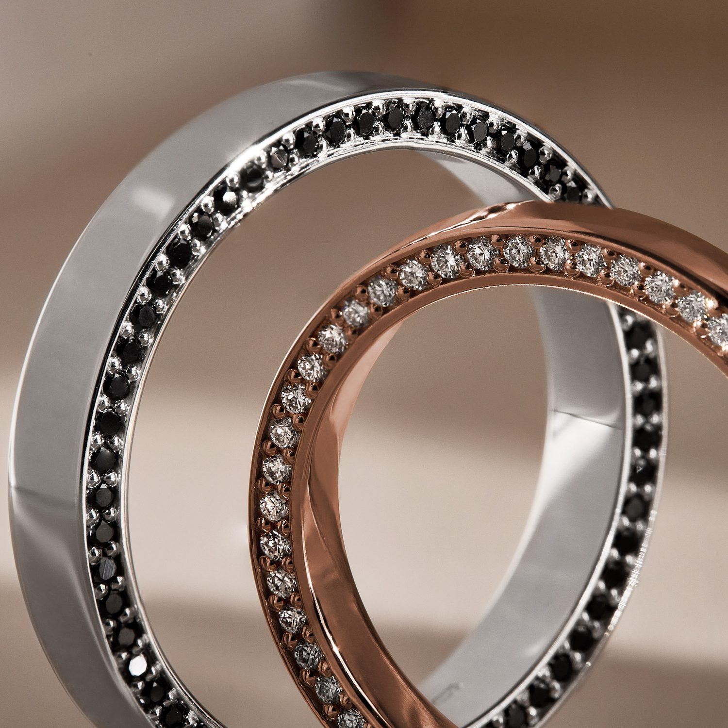 Original rings with black diamond - KLENOTA